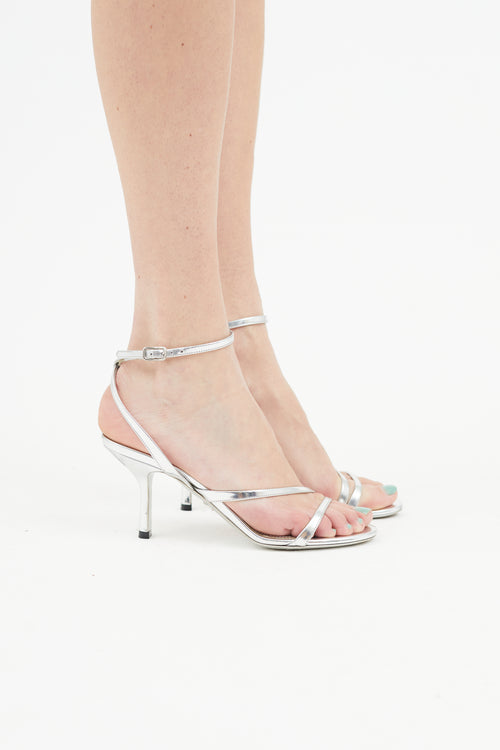 Prada Silver Strappy Heel