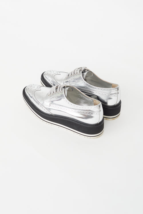 Prada Silver Platform Brogue Sneaker