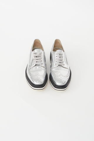 Prada Silver Platform Brogue Sneaker