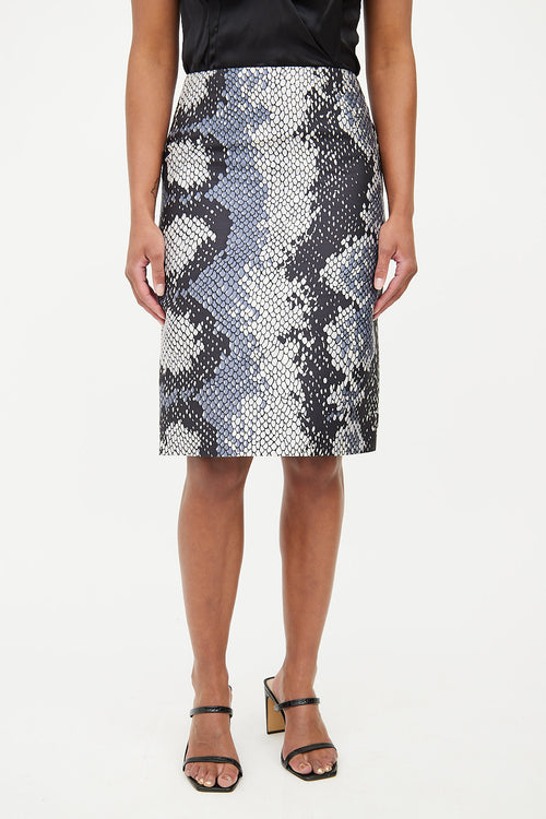 Prada Black 
Multi Scale Print Skirt