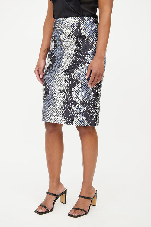 Prada Black 
Multi Scale Print Skirt