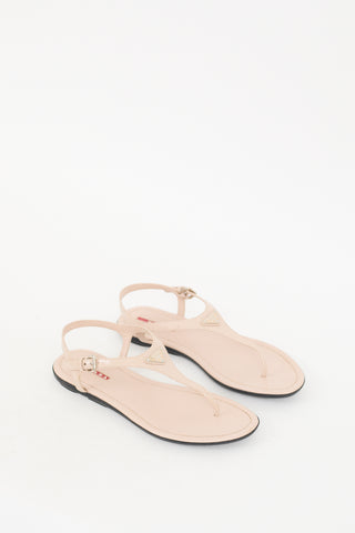 Prada Sport Beige Patent Logo Sandal