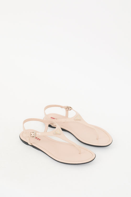 Prada Sport Beige Patent Logo Sandal