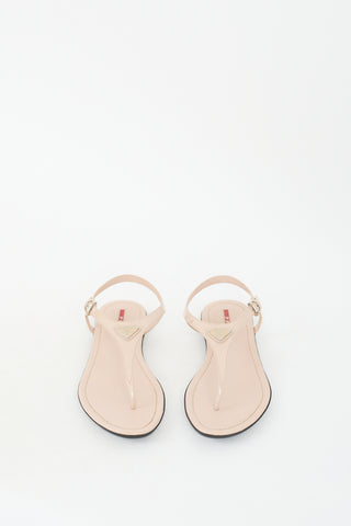 Prada Sport Beige Patent Logo Sandal