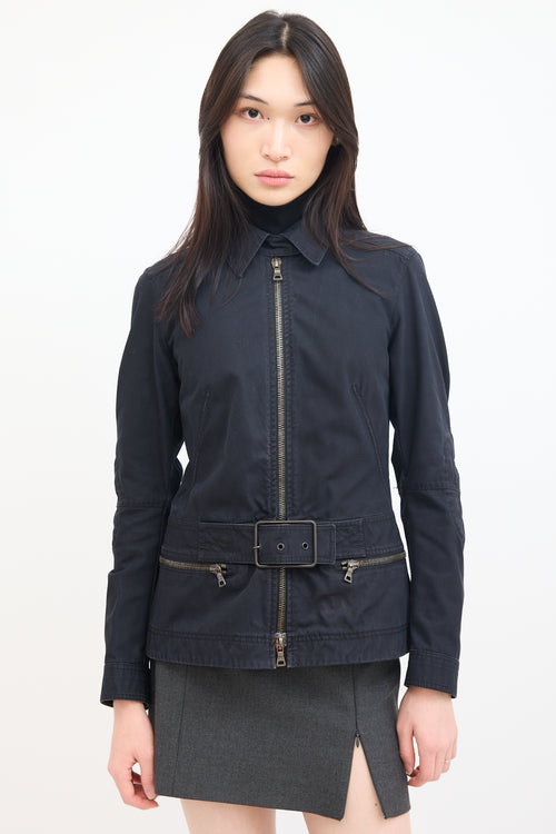 Prada Sport Black Cotton Belted Jacket