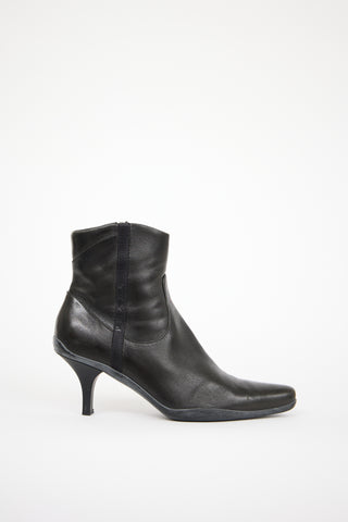 Prada Sport Black Leather Heeled Boot