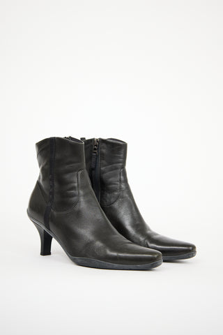 Prada Sport Black Leather Heeled Boot