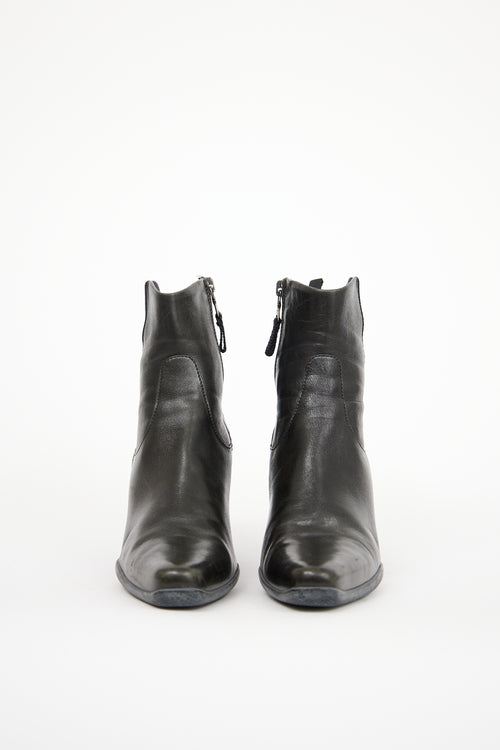 Prada Sport Black Leather Heeled Boot