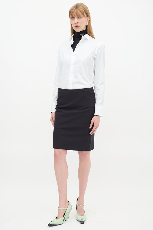 Prada Sport Black Nylon Midi Pencil Skirt