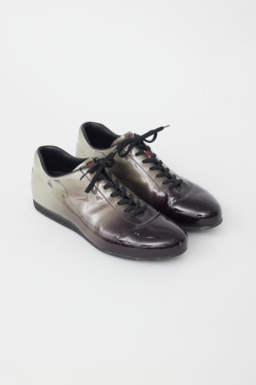 Prada Sport Black Ombre Patent Leather Sneaker