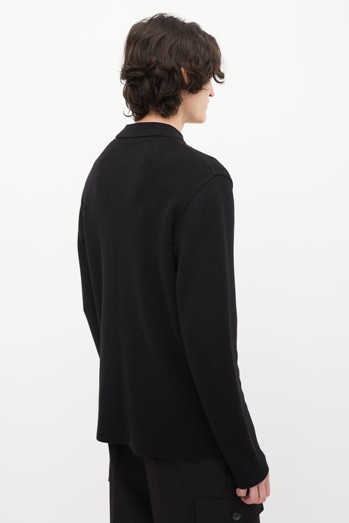 Prada Sport Black Wool Knit Zip Sweater