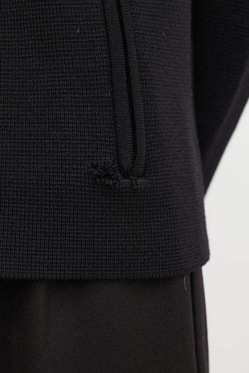 Prada Sport Black Wool Knit Zip Sweater