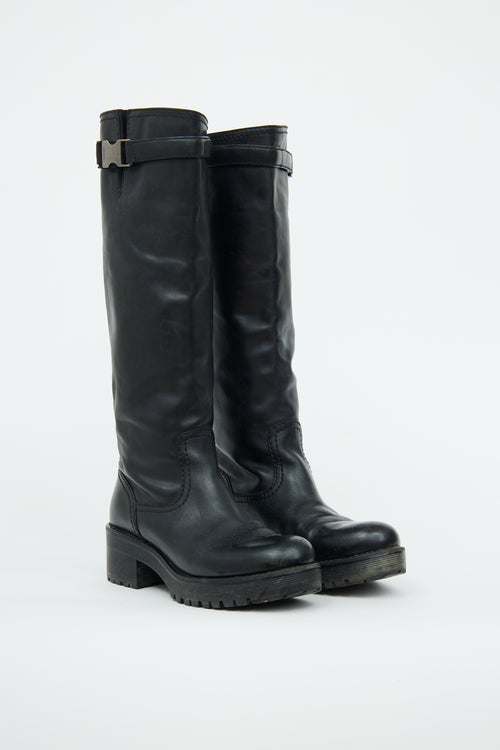 Prada Black Buckle Detail Boot