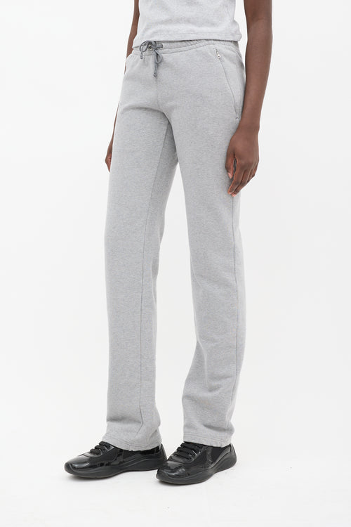 Prada Sport Grey Cotton Straight Leg Sweatpant