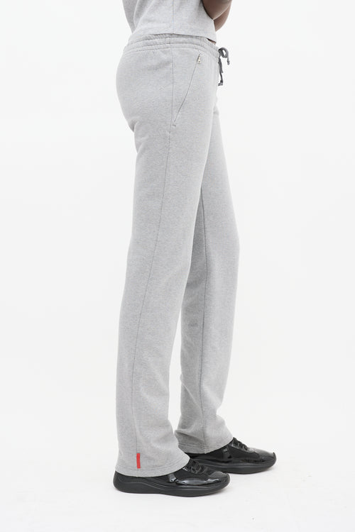 Prada Sport Grey Cotton Straight Leg Sweatpant