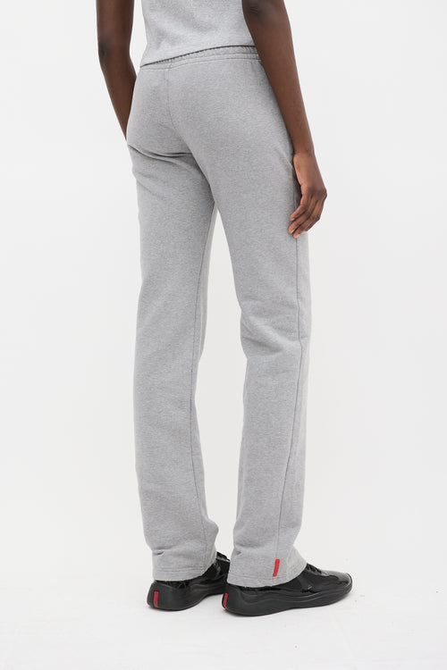 Prada Sport Grey Cotton Straight Leg Sweatpant