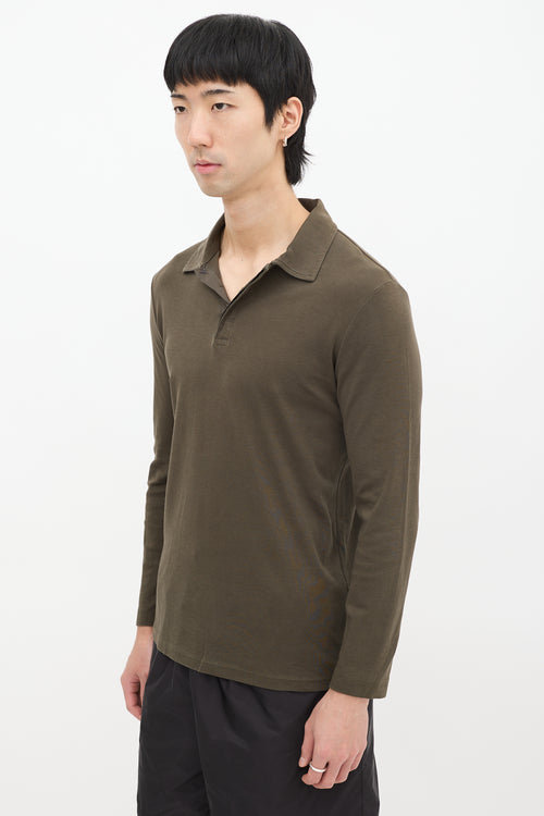 Prada Sport Khaki Green Long Sleeve Polo