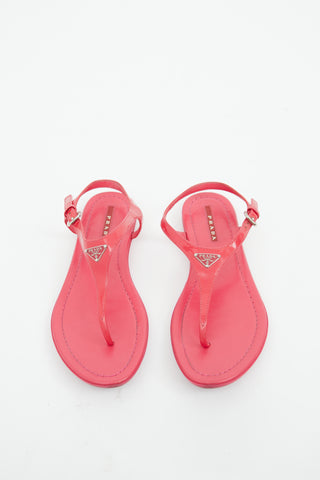 Prada Pink Patent T Sandal