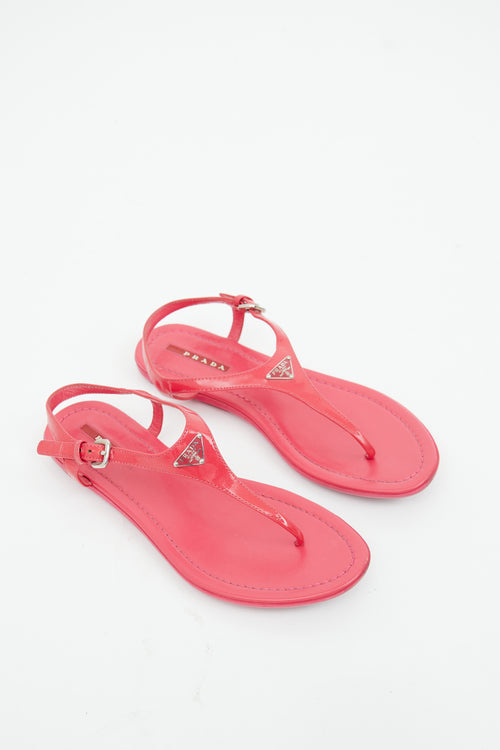 Prada Pink Patent T Sandal