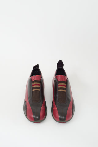 Prada Sport Vintage Red 
Black Leather Sneaker