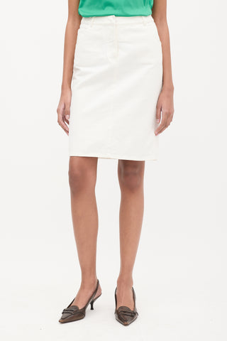 Prada Sport White Denim Midi Skirt