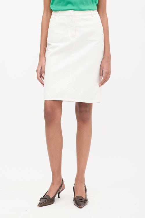 Prada Sport White Denim Midi Skirt