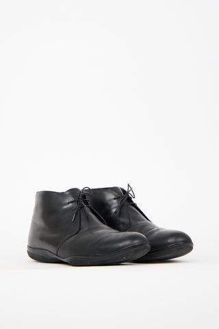 Prada Sport Black Leather Lace Up Boot