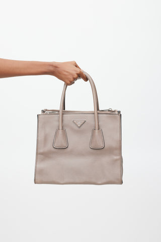 Prada Taupe 
Silver Leather City Bag