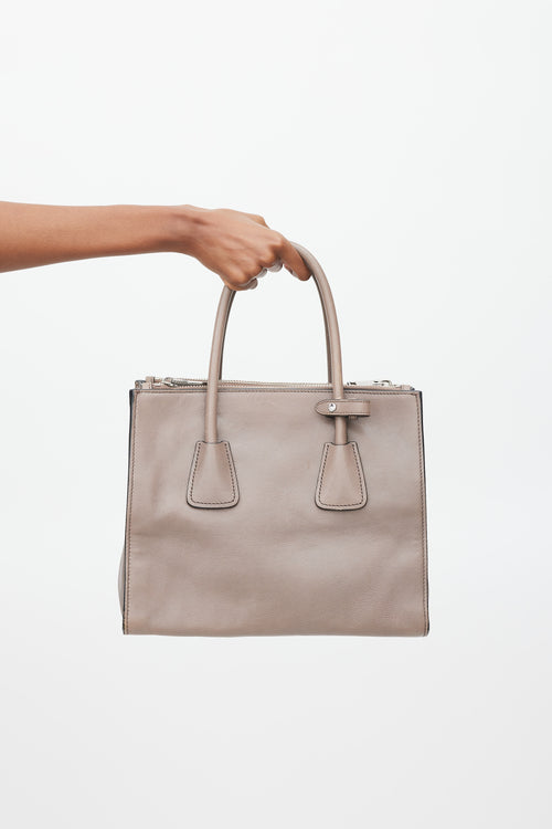 Prada Taupe 
Silver Leather City Bag