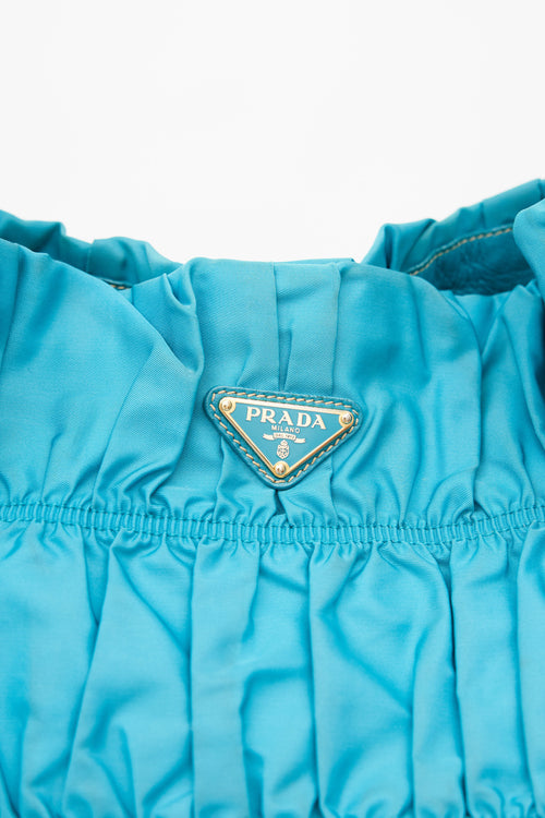 Prada Teal Tessuto Gaufre Nylon Shoulder bag