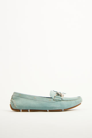 Prada Teal Suede Driving Loafer