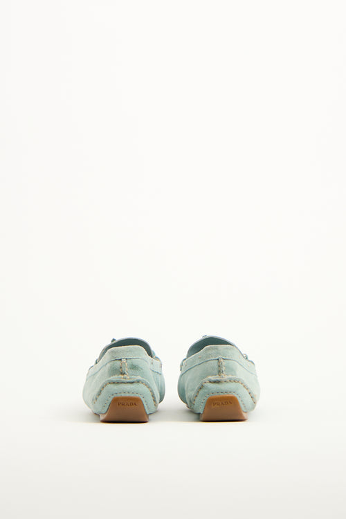 Prada Teal Suede Driving Loafer