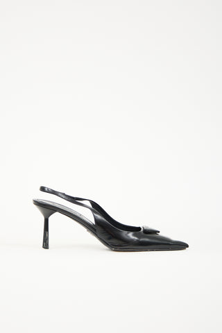 Prada Leather Logo Slingback Pump