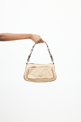 Prada Vintage Beige Nylon Shoulder Bag