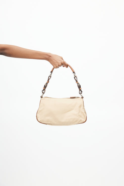 Prada Vintage Beige Nylon Shoulder Bag