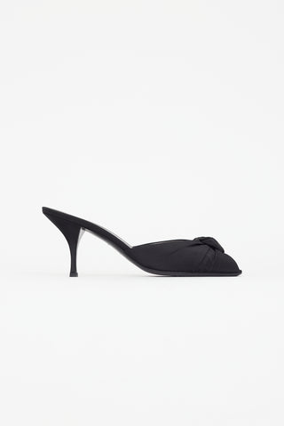 Prada Vintage Black Textile Bow Heeled Sandal