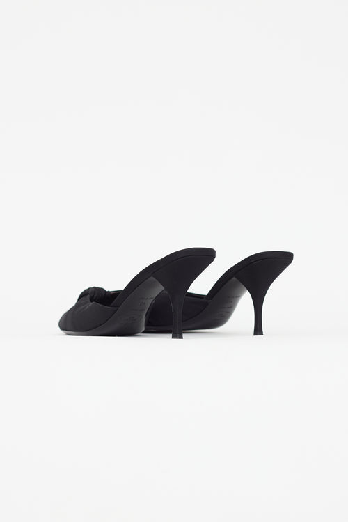 Prada Vintage Black Textile Bow Heeled Sandal