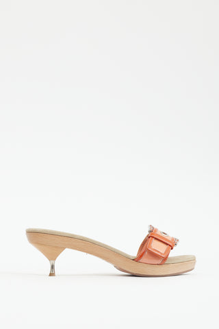 Prada Orange Patent Leather Buckle Mule