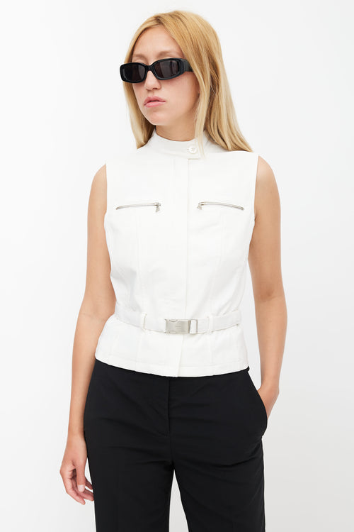 Prada Vintage White Nylon Belted Vest