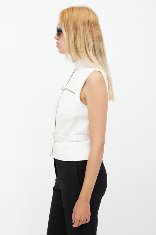 Prada Vintage White Nylon Belted Vest