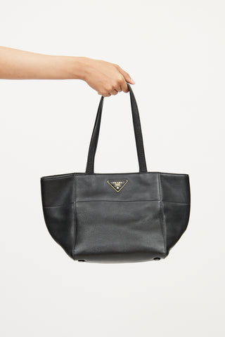 Prada Black Vitello Daino Melanzana Tote Bag