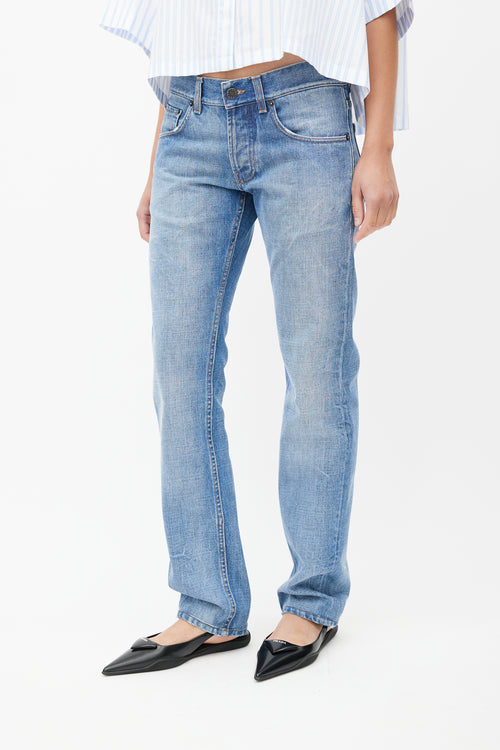 Prada Blue Washed Straight Leg Denim Jeans