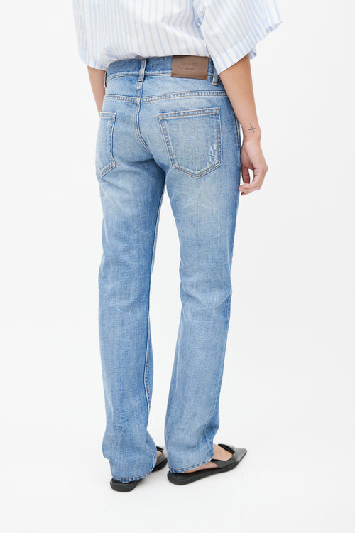 Prada Blue Washed Straight Leg Denim Jeans