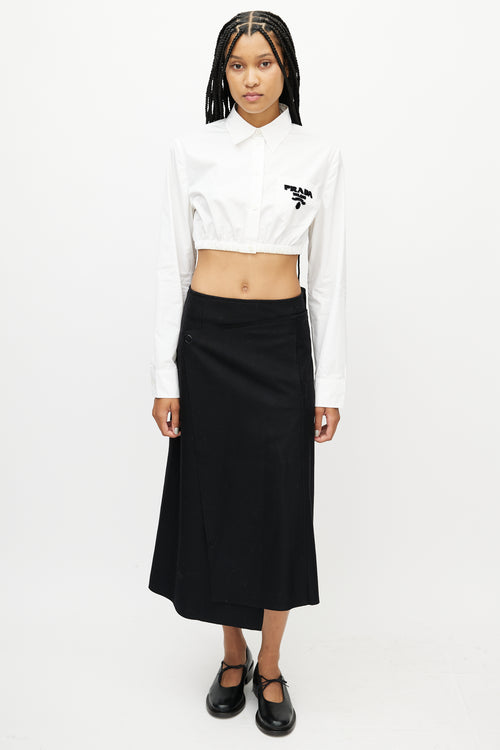 Prada White 
Black Cropped Logo Shirt