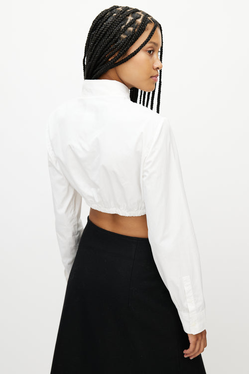 Prada White 
Black Cropped Logo Shirt