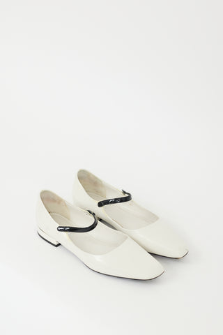 Prada White 
Black Leather Mary Jane Flat