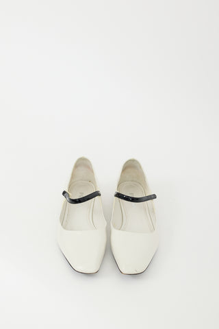 Prada White 
Black Leather Mary Jane Flat