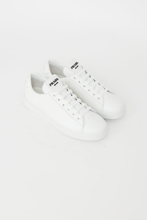 Prada White Leather Court Sneaker