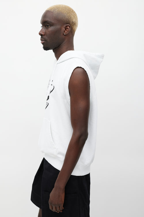 Prada White 
Black Sleeveless Anchor Logo Hoodie