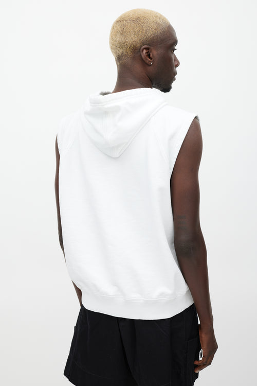 Prada White 
Black Sleeveless Anchor Logo Hoodie